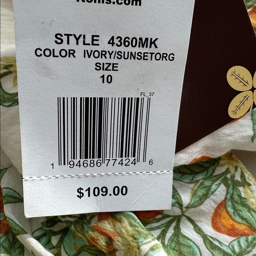 NWT Taylor Cream Mini Dress with Orange Blossom Print Size 10 - Picture 11 of 14